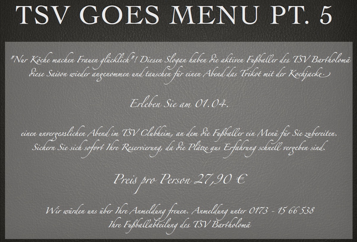 TSV goes Menu Pt. 5